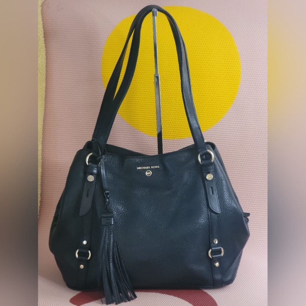 👑LOWSTART Excellent Used Condition Leather 3 Compartment MK Shouldebag - Picture 6 of 13